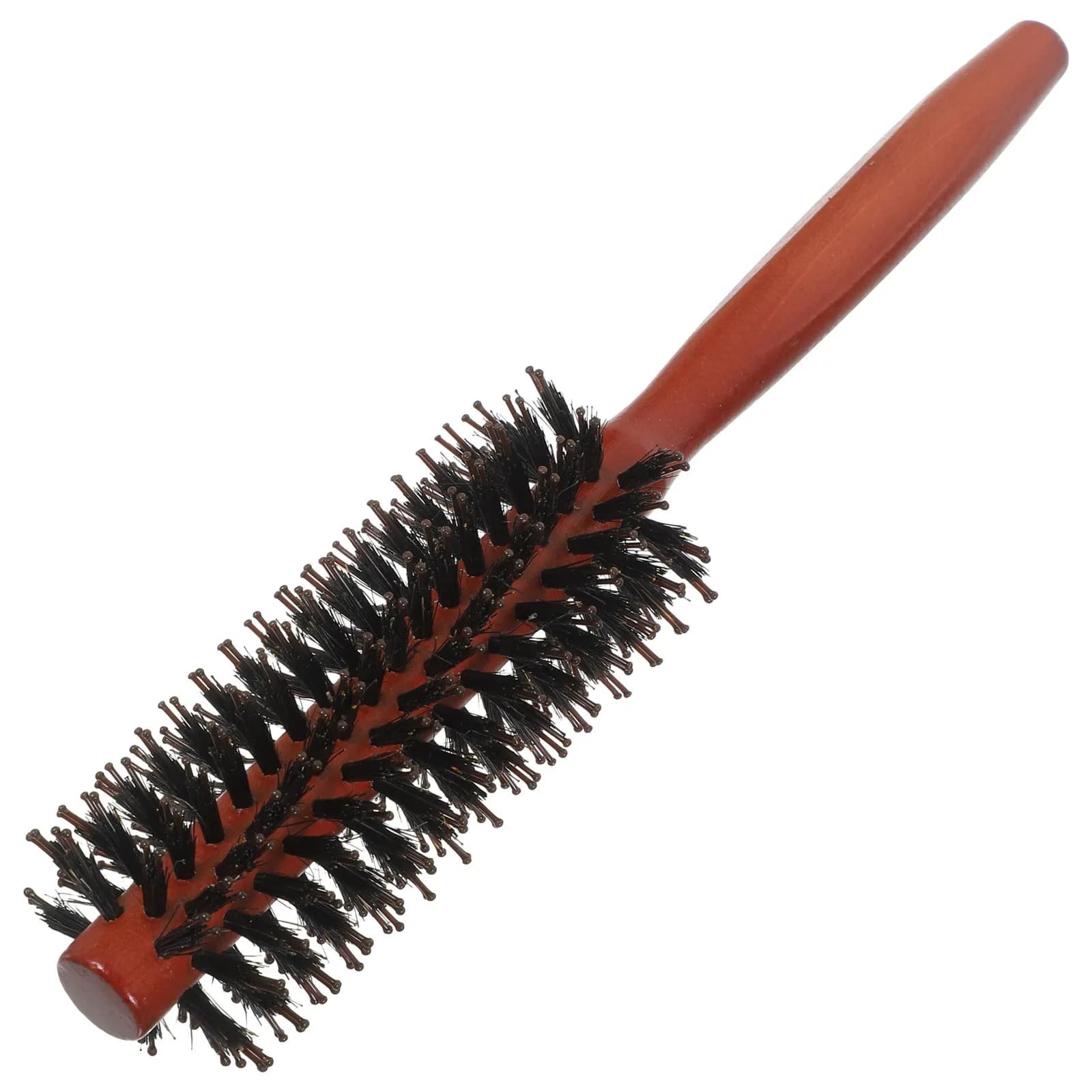 Round Hair Brush Nylon Boar Bristles Large Wooden Handle Hair Dryer Styler Curl Straightening Blow Dry Comb for Women