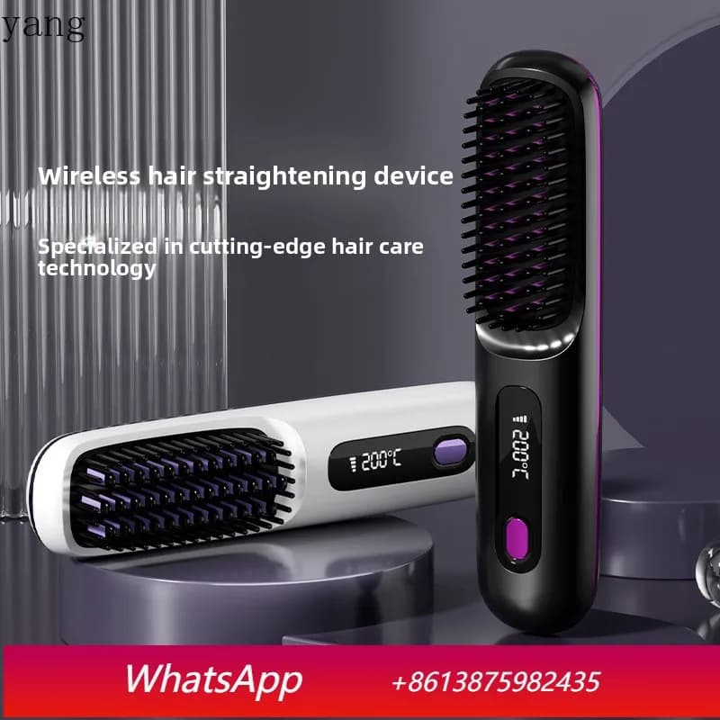 LH ceramic hair plate with negative ions, hairline and wireless curling, double-use comb