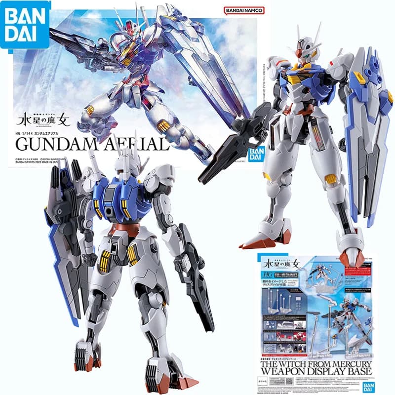 Bandai Original HG 1/144 Gundam Aerial The Witch From Mercury Weapo Display Base Anime Action Figure Model Kit Toys Gift