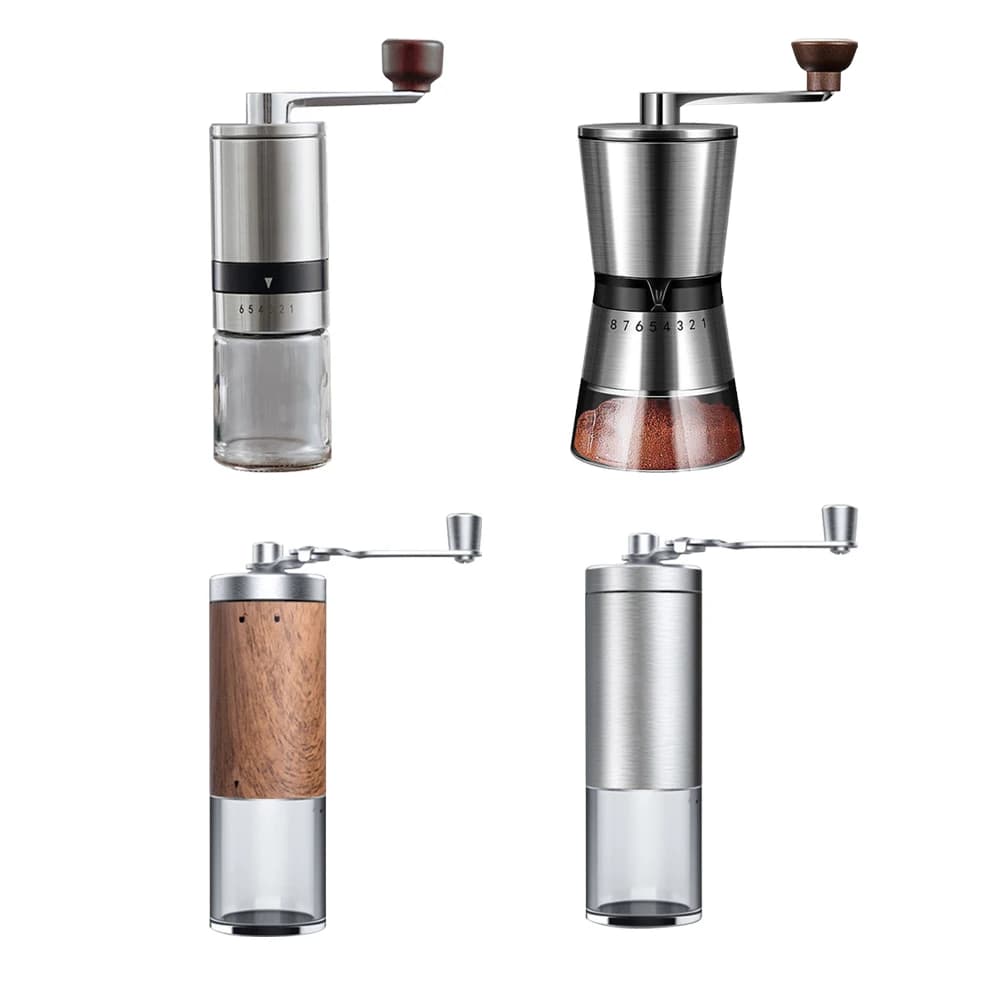 Hand Coffee Mill Stainless Steel Spice Grinder 6/8 Adjustable Settings Ceramic Burr Detachable for Home/Office/Camping/Traveling