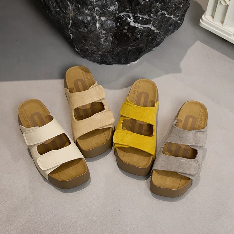 AIYUQI 2026 Nuove Ciabatte da Donna con Suola Spessa e Chiusura in Velcro, Ciabatte Slip-on da Donna Taglie Forti, Scarpe Estive da Spiaggia Femminili