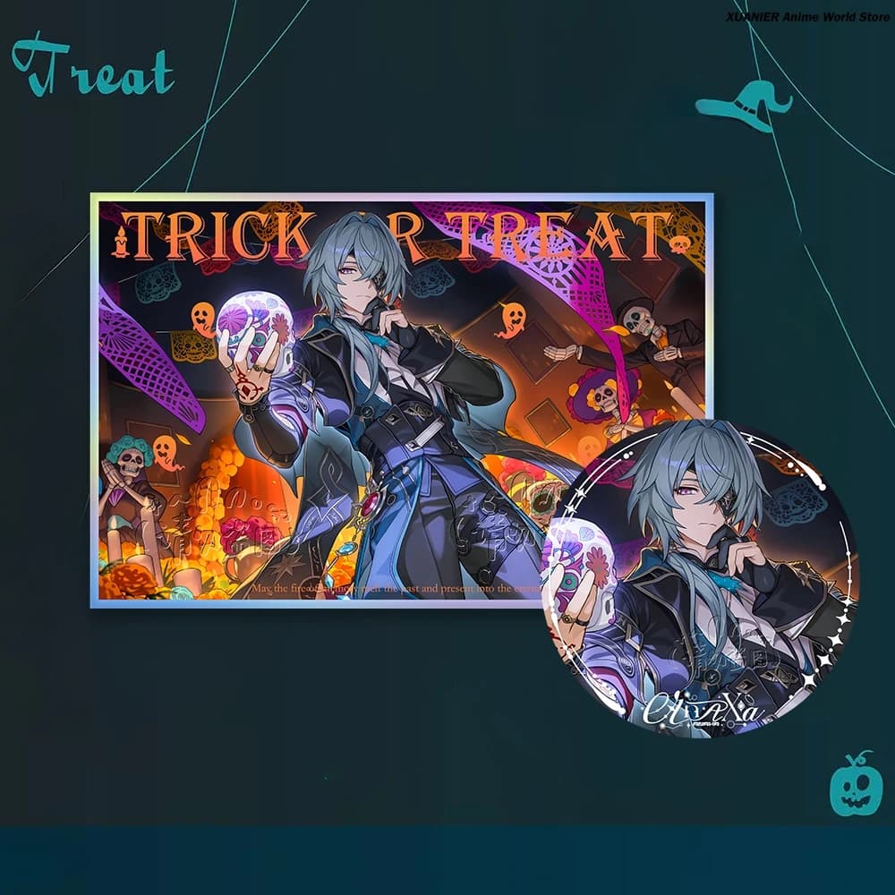 Gioco Anaxa Halloween Limited Honkai: Star Rail Carta colorata acrilica Distintivo di cartone animato Cosplay Carta firma Ornamento da tavolo