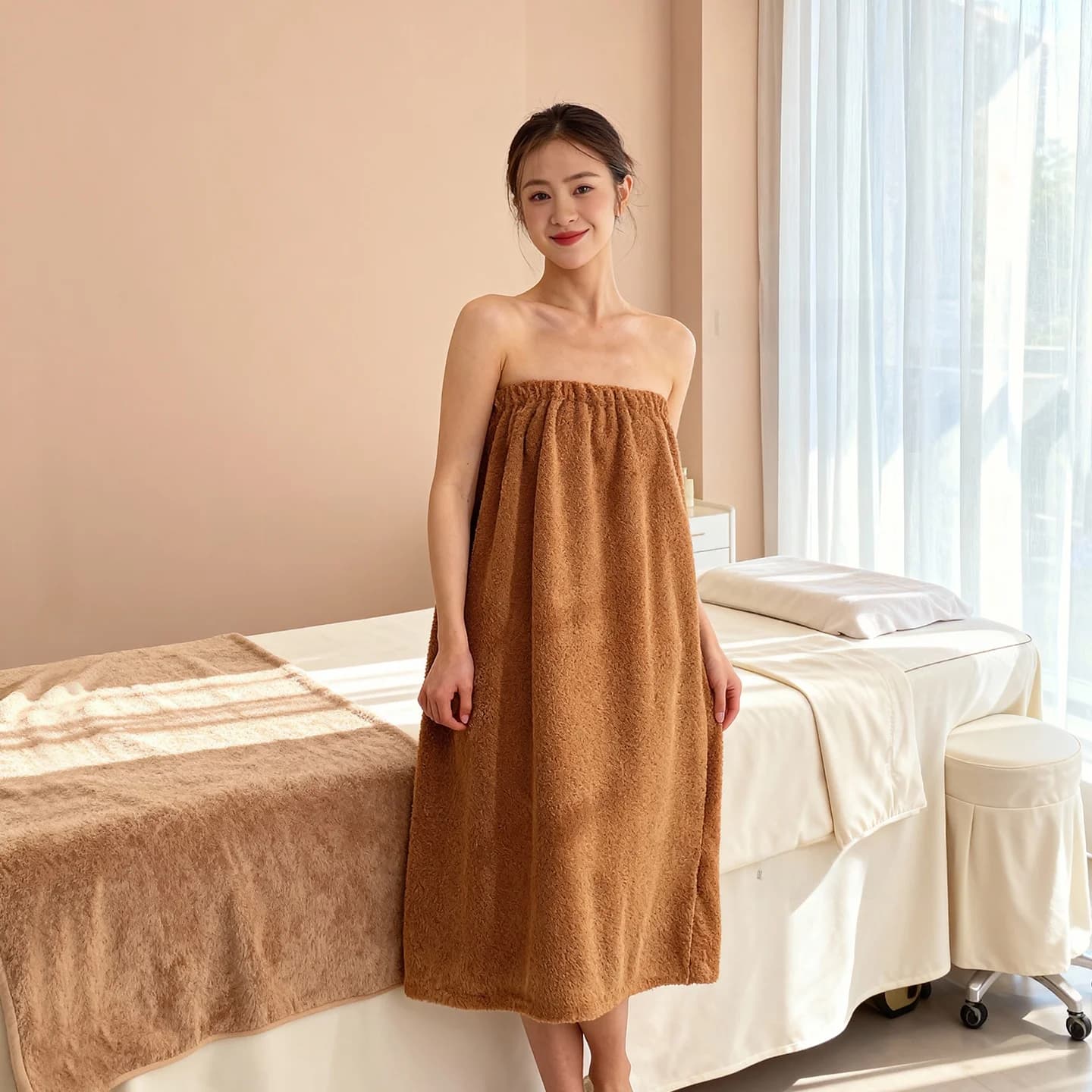 Accappatoio Termico in Pile a Doppia Faccia, Assorbente, Tre Stili, Uso Esclusivo per Saloni di Bellezza, Servizio Clienti, Grembiule da Bagno