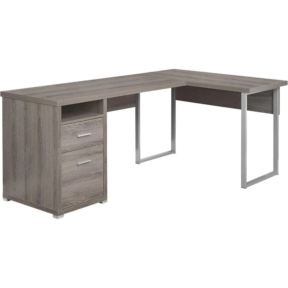 I 7255 Scrivania per computer, Home Office, Angolo, Sinistra, Destra Configurazione, Cassetti portaoggetti, 80" L, Forma a L, Lavoro, Laptop, Metallo, Laminato, B