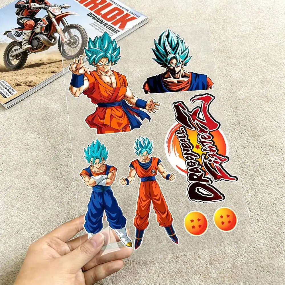 Adesivi Riflettenti Dragon Ball FighterZ per Moto, Decalcomanie Impermeabili in Vinile per Casco, Serbatoio e Bici