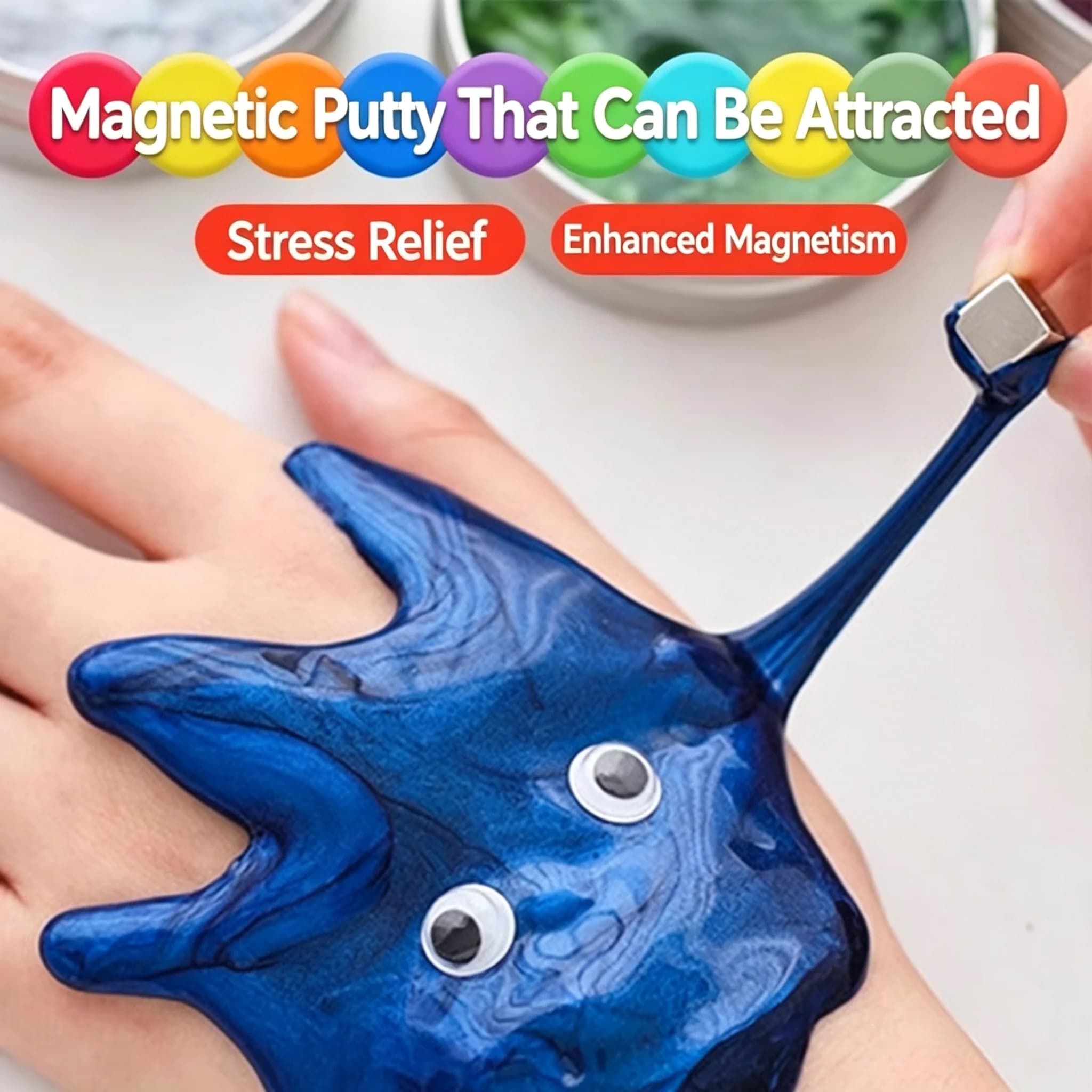 Resin Magnetic Bouncing Mud Ferrofluid High Stretch Magnetic Suction Clay Interesting With Magnet Mud Playdough Funny Toy Gifts