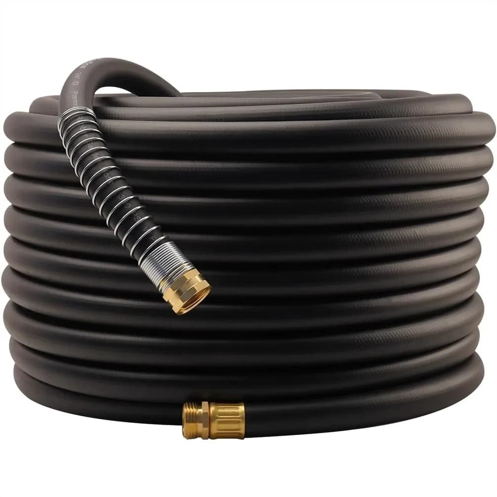 Heavy Duty Garden Hose 150ft x 3/4" Rubber Water Hose with Five Layered Braiding, 1200PSI Burst, 300PSI Working for Yard Car