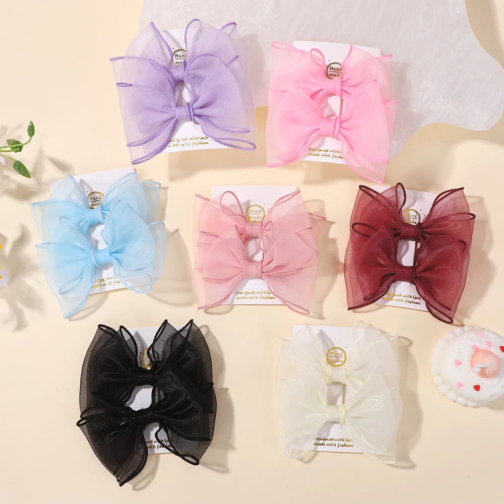 BABY BOWS 2 Pz/lotto 4.3 pollici Grandi Archi Doppio Strato Filato Pinze Per Capelli Per Bambini Frangia Dei Capelli Accessori Delle Ragazze di Modo Dress Up Copricapo
