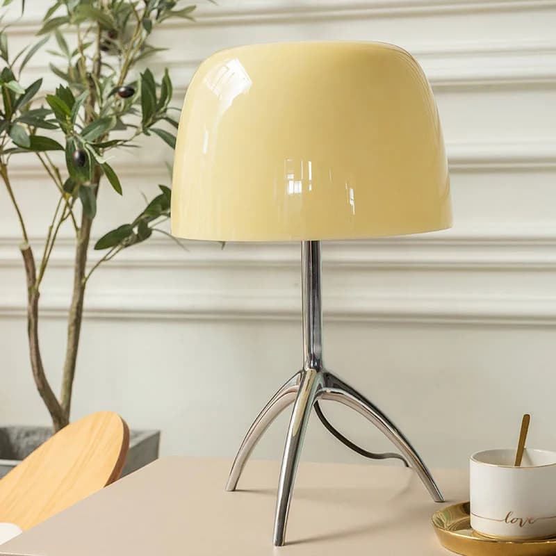 Lampada da Tavolo a Tre Gambe Regolabile, Luce LED in Vetro Colorato Stile Nordico per Comodino, Scrivania, Soggiorno