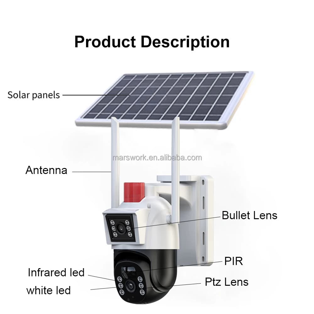 Telecamera di Sicurezza CCTV SC402P10 V380 per Esterni, Alimentazione Solare Intelligente, Scheda 4G, Risparmio Energetico, WIFI, Funzioni PTZ, Sensore CMOS