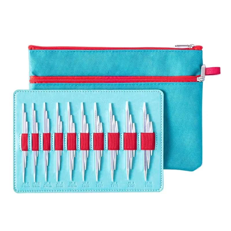 Set per maglieria ABXF-Square con borsa portaoggetti - Aghi staccabili (confezione da 3), strumenti per maglieria in ossido di alluminio da 5+ 8+ 11,5 cm per E56E
