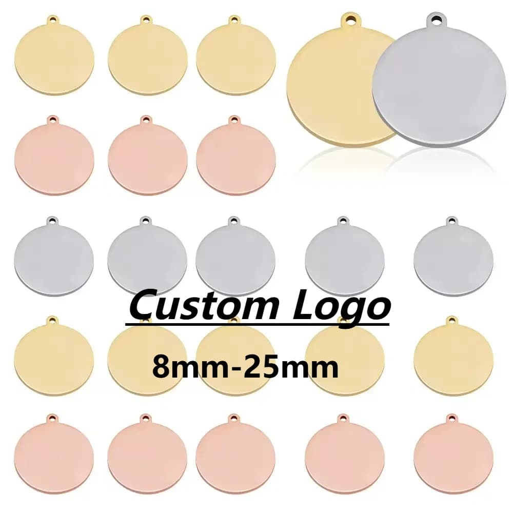 30 Pezzi Ciondoli Personalizzati in Acciaio Inossidabile con Logo Inciso al Laser, Design Personalizzato per Bracciali e Collane, Etichette Metalliche per Gioielli