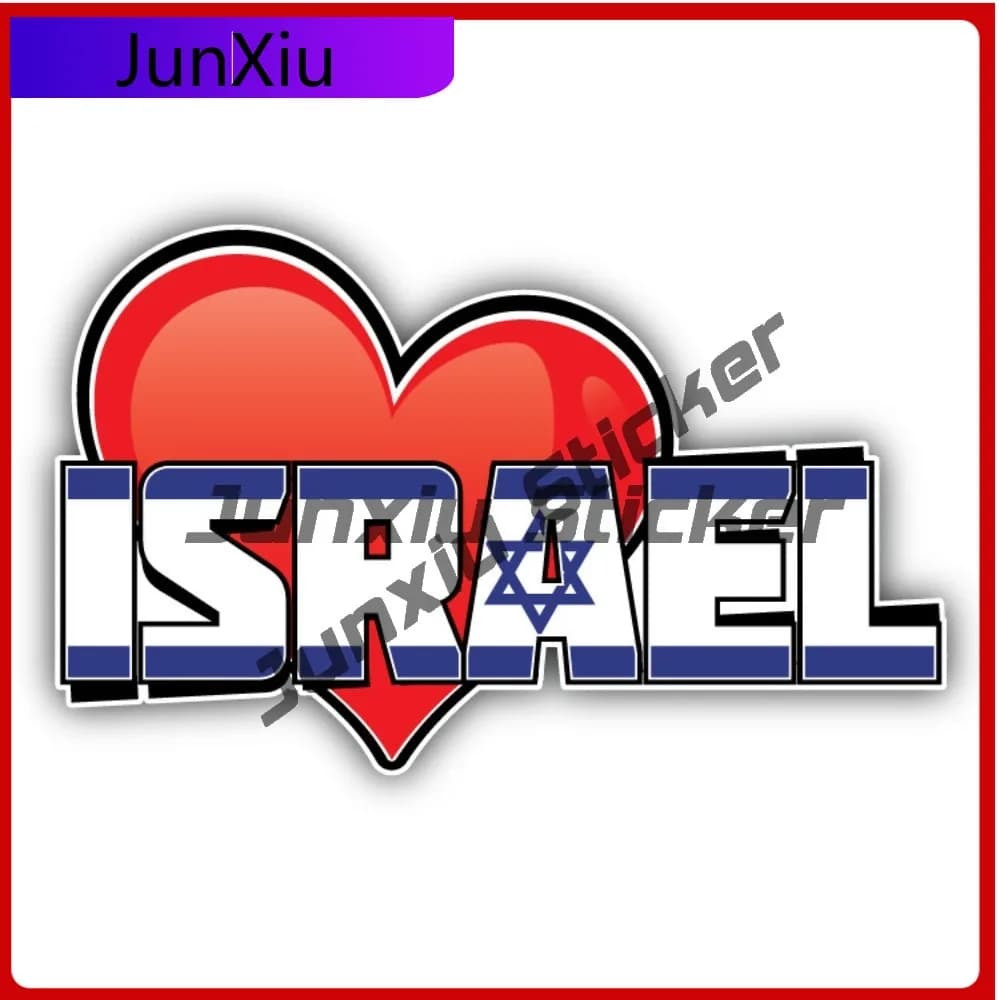 Adesivo Decorativo per Finestrini Auto, Laptop, Paraurti, Stile Anime Israel Art Heart, Impermeabile, Elegante, in Vinile, Regalo per Auto