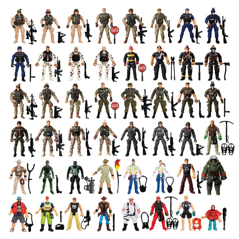 1:18 Uomini dell'Esercito Soldato Polizia Vigile del Fuoco Esploratore Cacciatore Action Figures Playset Militare Terrorista SWAT Squadra Giocattoli Per Il Capretto Ragazzo Regali