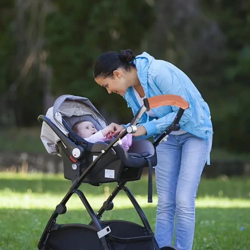Copri manubrio per passeggino in pelle PU Rimozione in pelle PU e copertura per maniglia per passeggino lavabile Elastico antiscivolo Comodo bambino