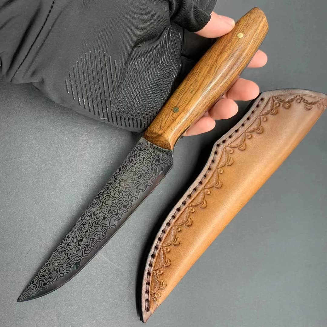 5 inch multi-purpose knife with lid 67-layer Damascus steel blade Wooden handle Sharp cut Mannaia for chef Kitchen knives Cooking tools