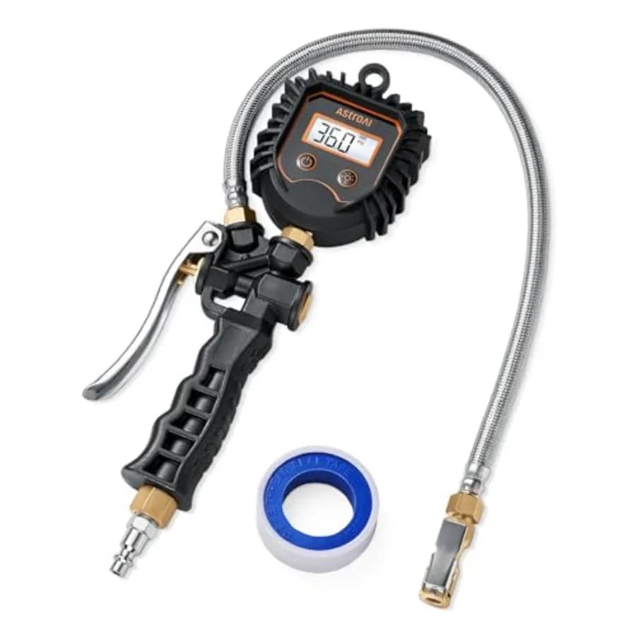 Manometro Digitale per Pneumatici, Gonfiatore per Pneumatici ad Alta Pressione 250PSI, Accessori per Compressore d'Aria con Tubo Intrecciato in Acciaio Inox