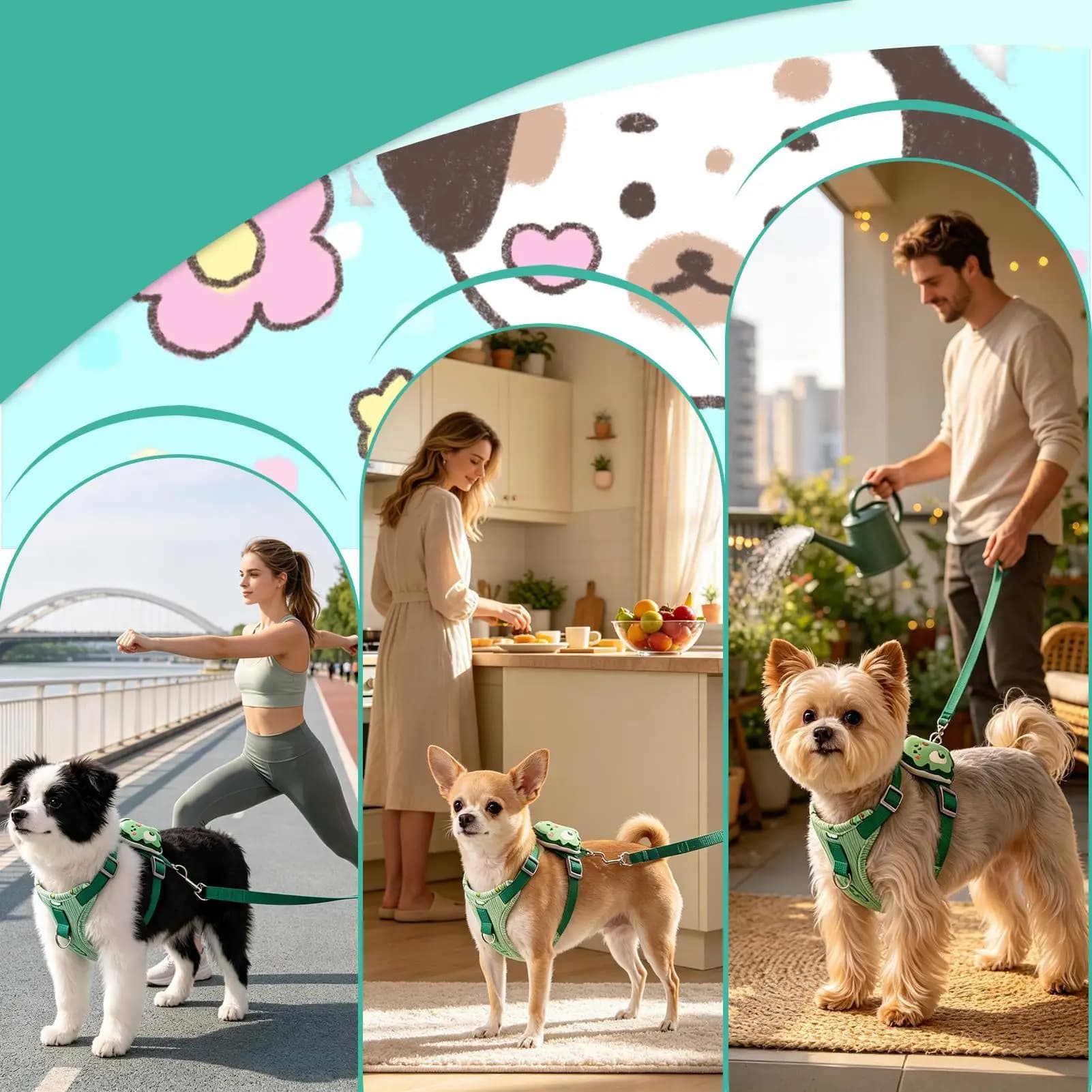 Dog Harness Non Slip Breathable Lightweight Escape Proof Puppy Vest Harnesses For Small Breed Walking Camping Picnic Traveling