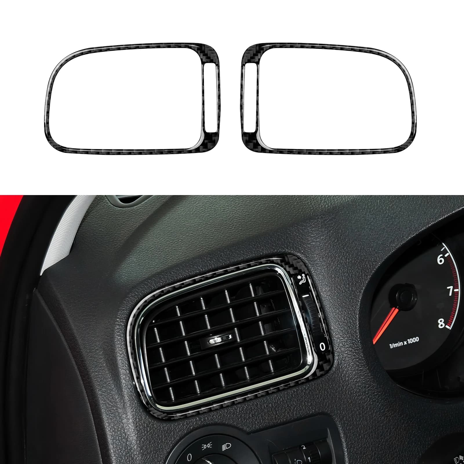 Pannello Laterale per Uscita Aria della Console Centrale dell'Auto Adesivo per interni in fibra di carbonio. Accessori per Volkswagen Polo V 6R/6C (2009-2016)