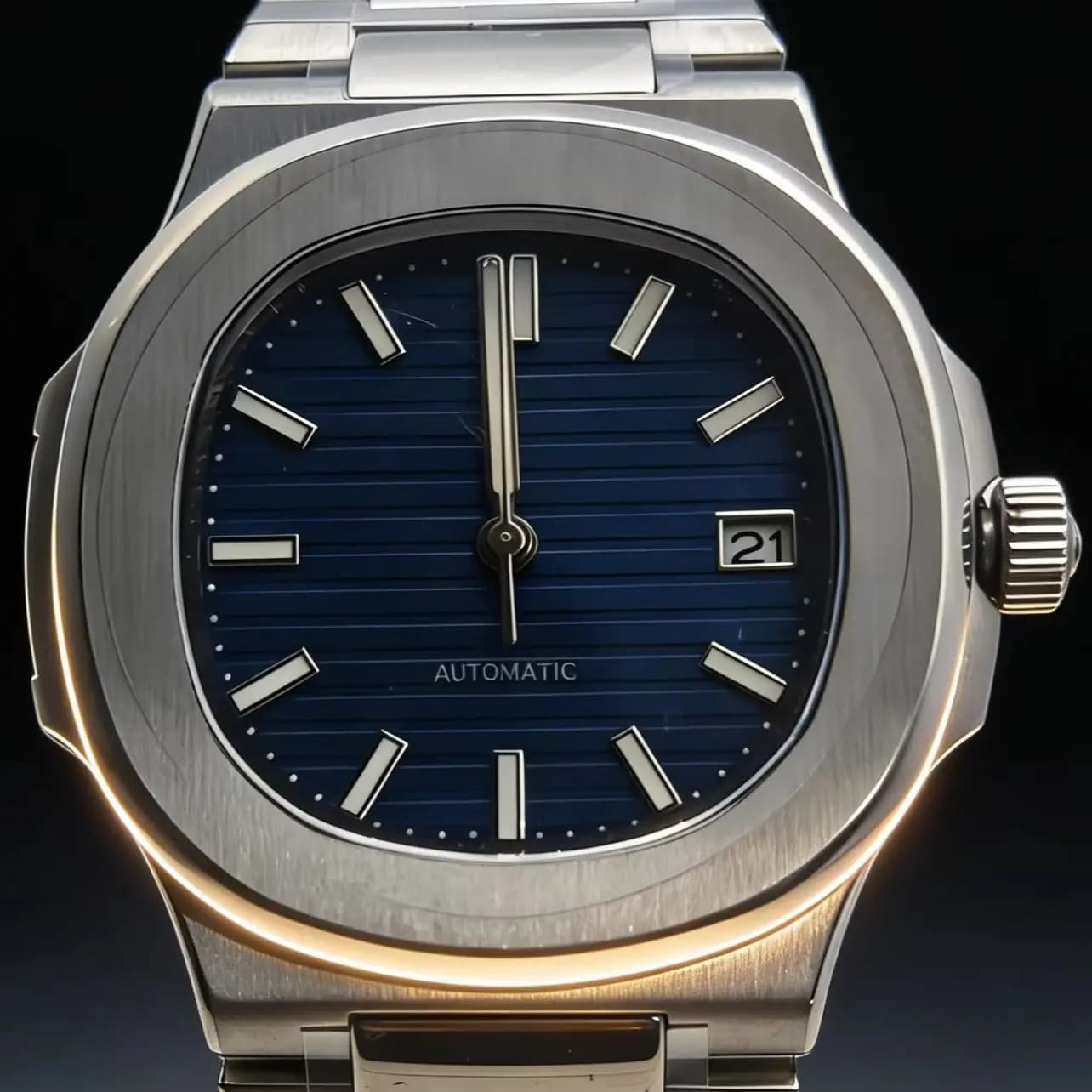 Orologio meccanico automatico da uomo NH35, cassa in acciaio inossidabile da 40 mm, impermeabile fino a 100 m, con datario e quadrante luminoso.