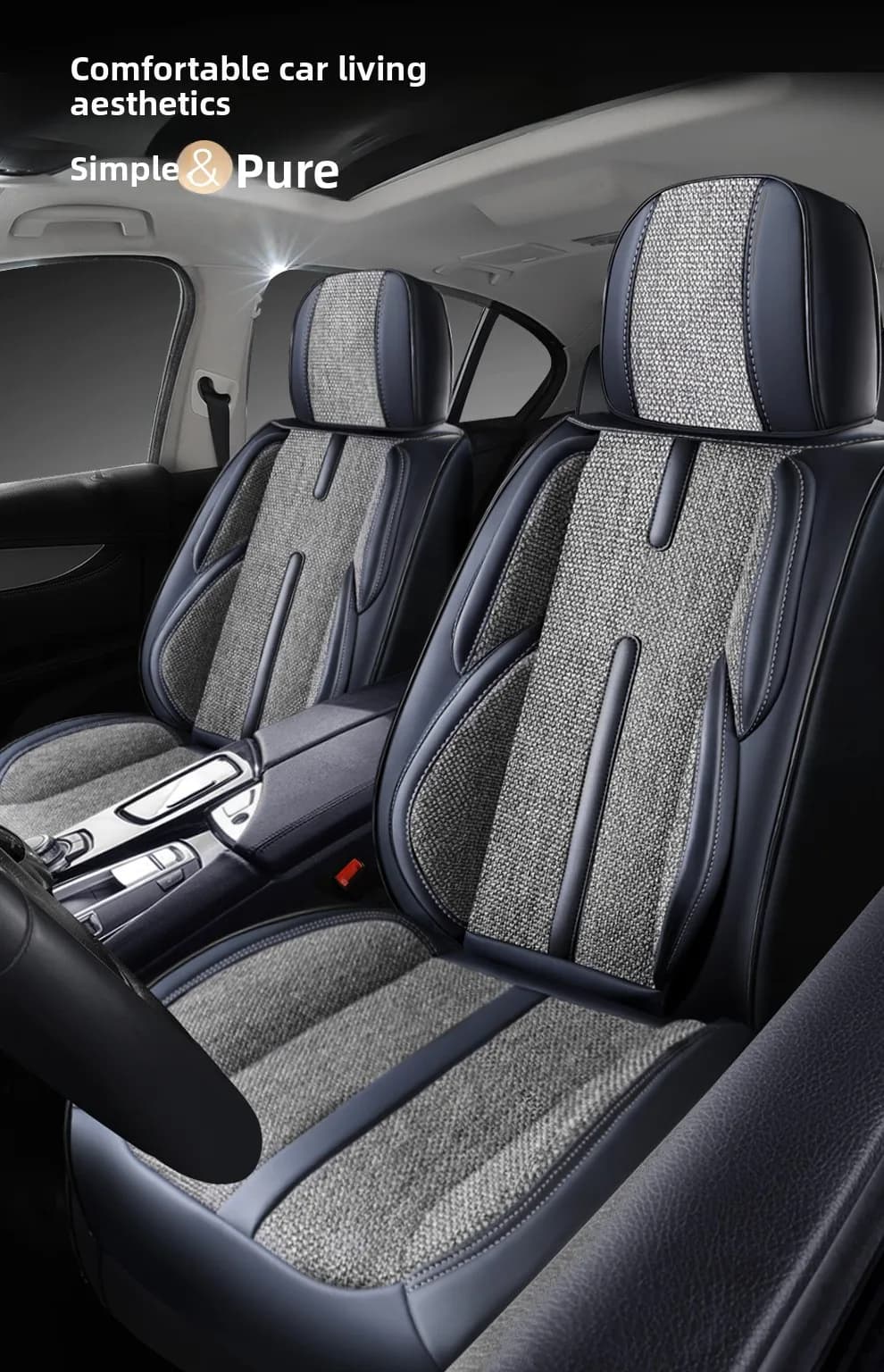 2025 Universal Flax Split Seat Car Full Seat Cover Breathable Comfortable Luxury Leather Flax Car Seat Cushion Full Seats Cover
