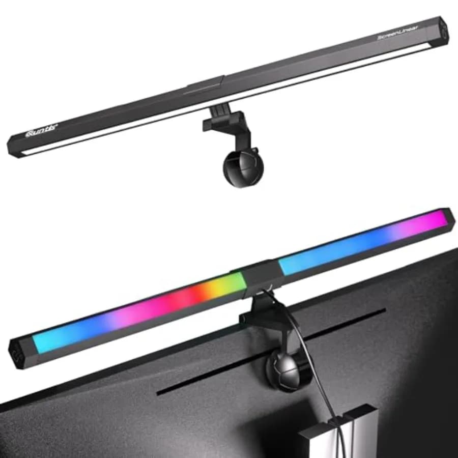 Lampada per Monitor, Luce per Computer a Doppia Illuminazione per la Cura degli Occhi, Lampada da Scrivania per Gaming e Ufficio, 15 Modalità di Retroilluminazione Dimmerabile, 3 Temperature di Colore