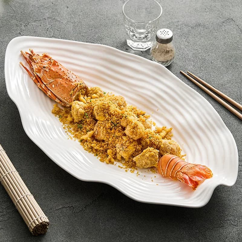 Irregular Large Ceramic Sashimi Plate Restaurant Hotel Western Food Steak Tableware Salmon Seafood Ceramic Pendulum Plate