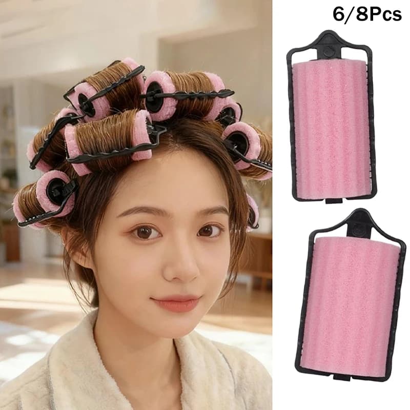 Set di 6/8 Pezzi di Morbidi Bigodini in Spugna per Capelli, Kit per Acconciature Fai-da-Te, Strumenti per Styling Domestico e Professionale