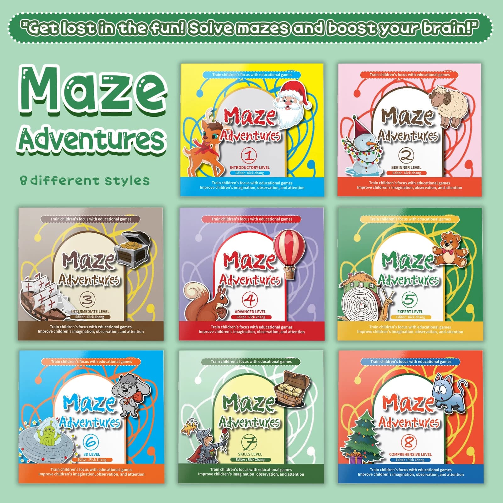 Set di 8 libri Maze Adventures – Divertente collezione di puzzle labirintici per potenziare le capacità cognitive e logiche dei bambini
