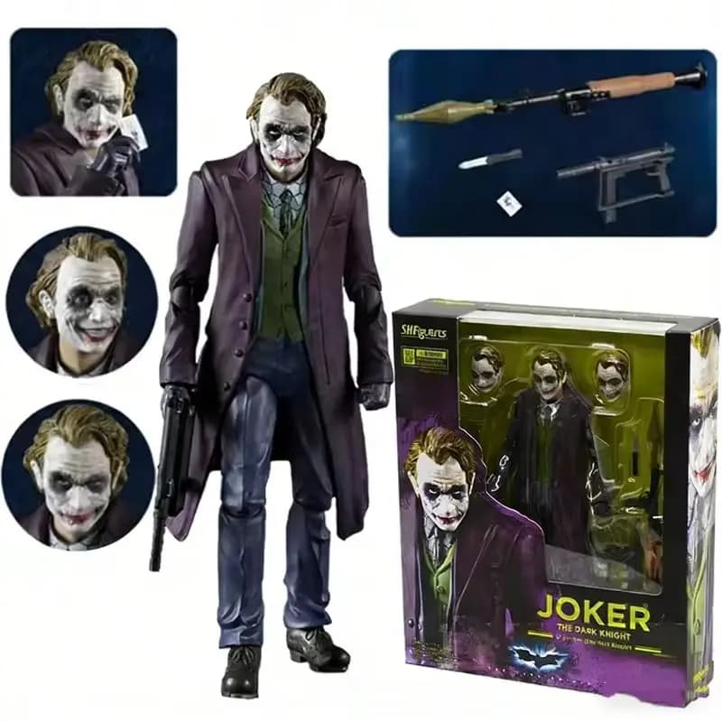 Action Figure SHF Joker 15cm The Dark Knight Heath Ledger V2, Modellino Articolato da Collezione, Ornamento da Scrivania, Regalo