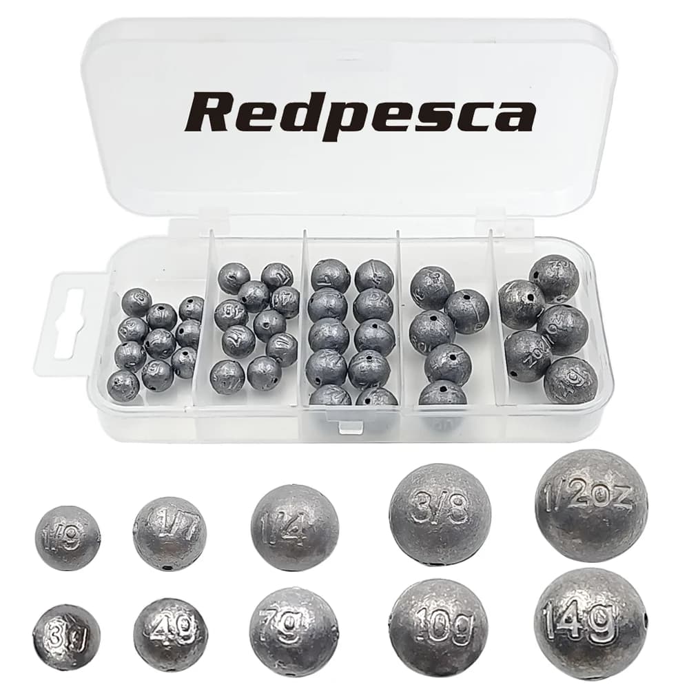 Set of 100/40 Pieces of Round Leads for Fishing with Box Accessories, Kit of Leads for Fishing at Bass 31/48 Pieces