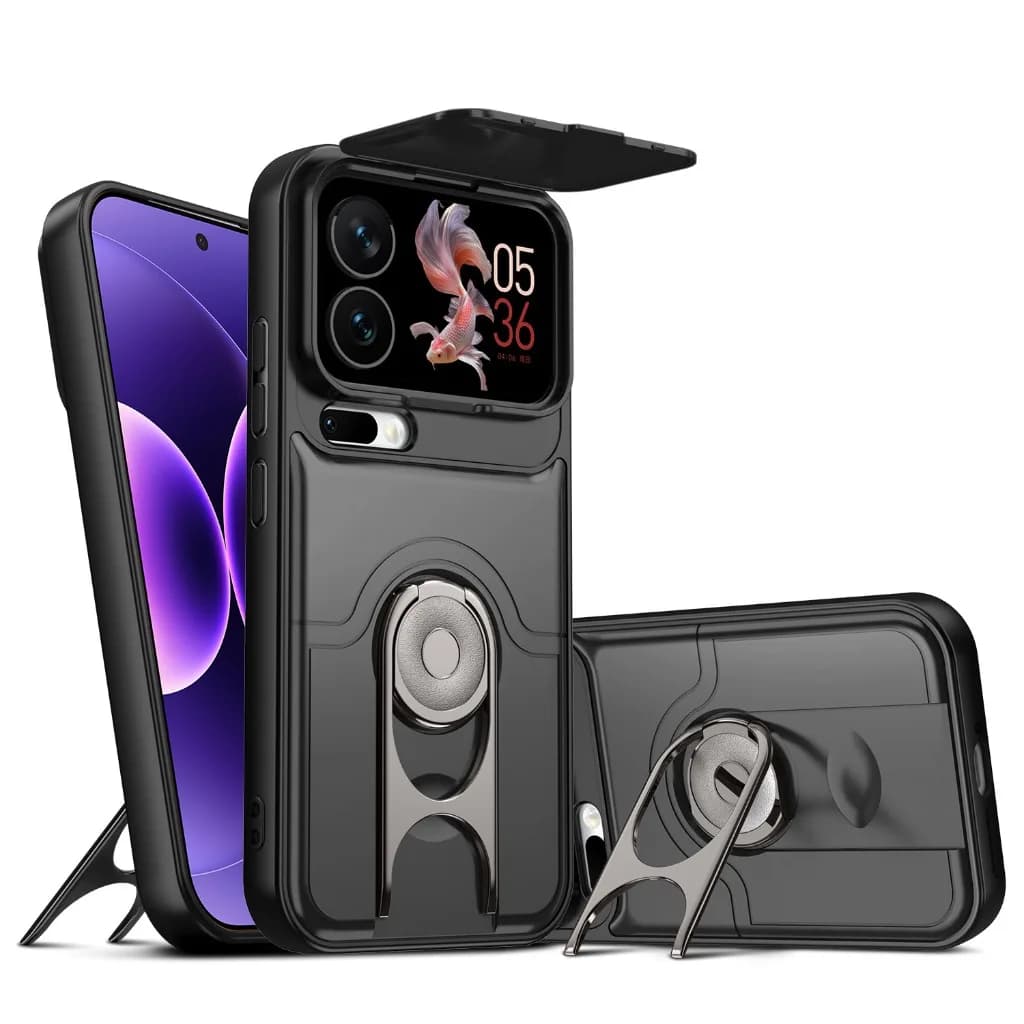 Slide Camera Lens Protector Phone Case For Xiaomi 17T Pro 17 ProMax 15T 15 Ultra 14T Ring Holder Kickstand Shockproof Cover