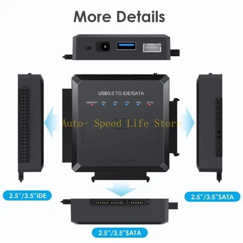 02DA adattatore per disco rigido esterno convertitore da USB a IDE e per disco rigido HDD/SSD da 2,5/3,5, backup
