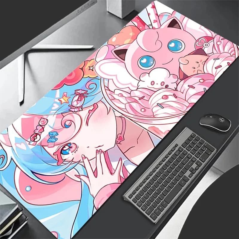 Mouse Mat for Gaming XXL, Big Keyboard and Mouse, Rubber Mat for Desk, Tapis Souris Gaming Notbook PP-pokemon Jigglypuff Kawaiii