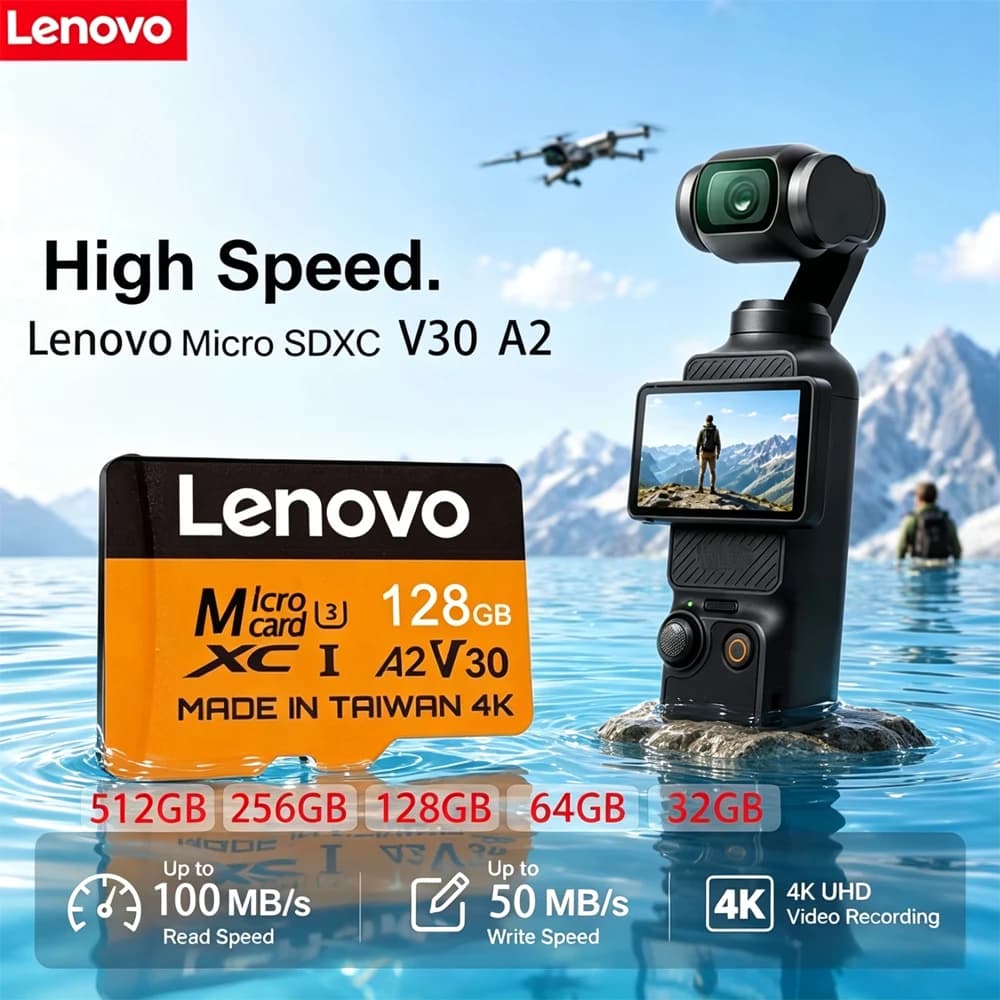 Lenovo Original High-Speed SD Card 512GB Extreme Micro TF Flash Memory Card 256GB 128GB 64GB for Drone Xiaomi And Other Devices