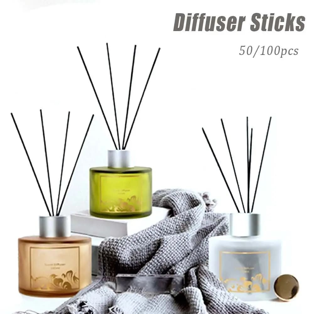 Bastoncini Diffusori in Fibra di Rattan Neri da 20 cm, 3 mm, per Camera da Letto, Decorazioni per la Casa, Ricambio per Aromaterapia