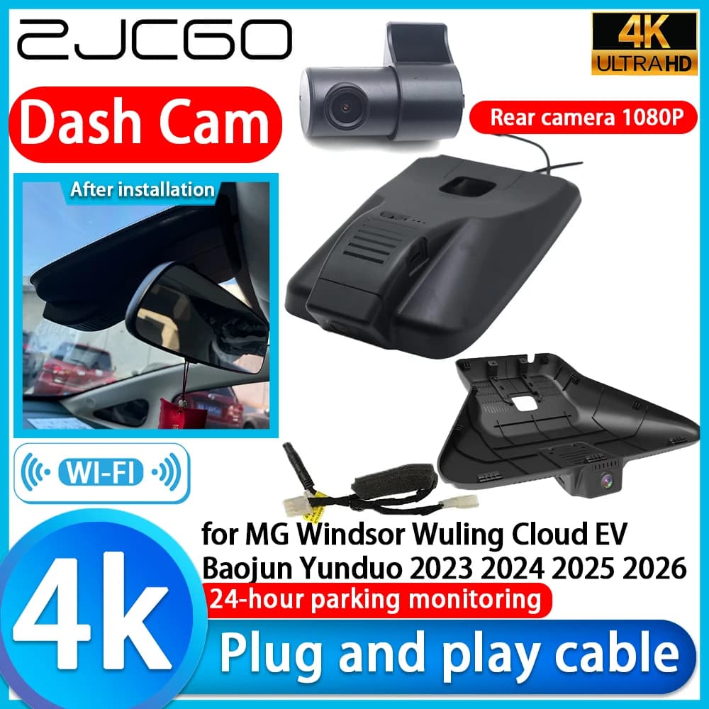 Telecamera DVR 4K WiFi per MG Windsor Wuling Cloud EV Baojun Yunduo 2023 2024 2025 2026, Registratore Video con Lente Sony e Monitor