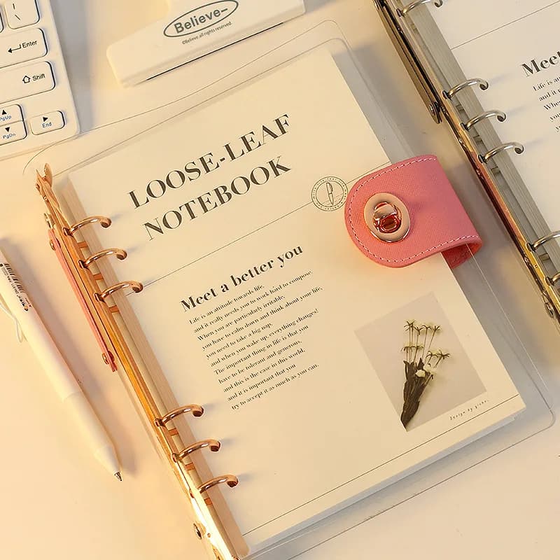 A5 B5 Oro rosa con bottone a portafoglio 90 fogli Pagina interna Raccoglitore Copertina per notebook Diario Agenda Planner Copertina in carta Cancelleria scolastica