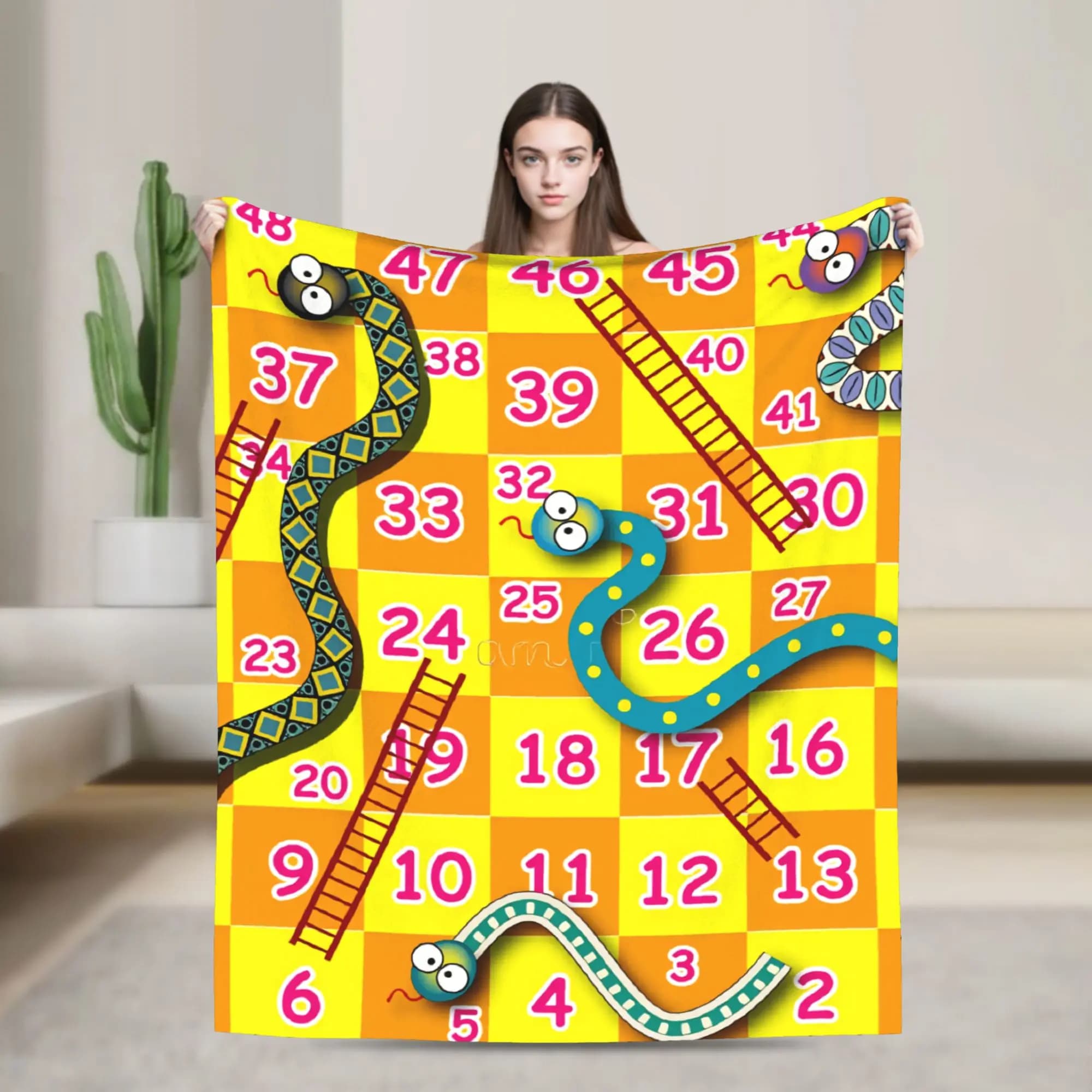 Snake Ladder Chessboard Game Flannel Blankets Warm Soft Throw Blanket for Bedroom Camping Fashion Bedspread Sofa Bed Cover