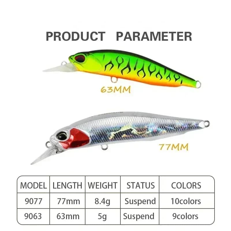 5g 8.4g Richiamo di Pesca Minnow Wobbler Richiamo Rozante Sospeso Jerkbait Swimbait Esca Dura Artificiale Culter Alburnus Esca