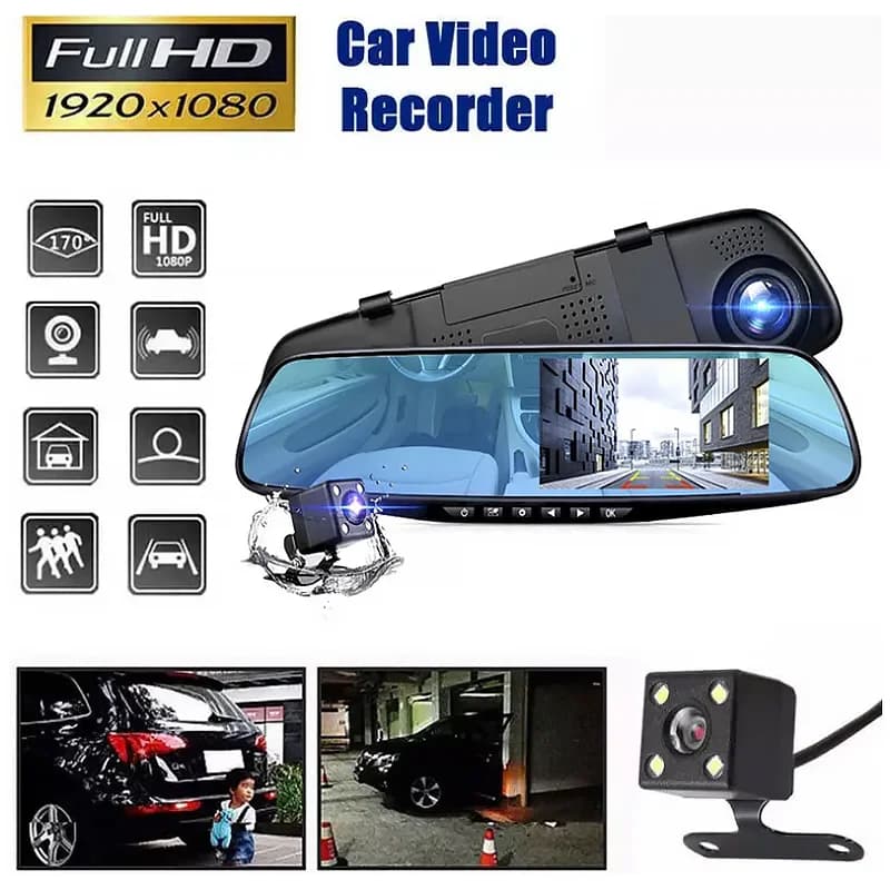 Car DVR Mirror Dash Cam front and rear 170 angle camera retromarcia digital video recorder Backup HD 1080P night vision double lens