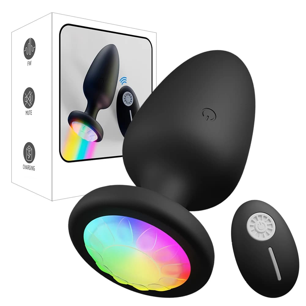 Plug anale a luce colorata a LED per donna uomo plug anale vibratore massaggiatore prostatico giocattoli adulti del sesso buttplug telecomando senza fili