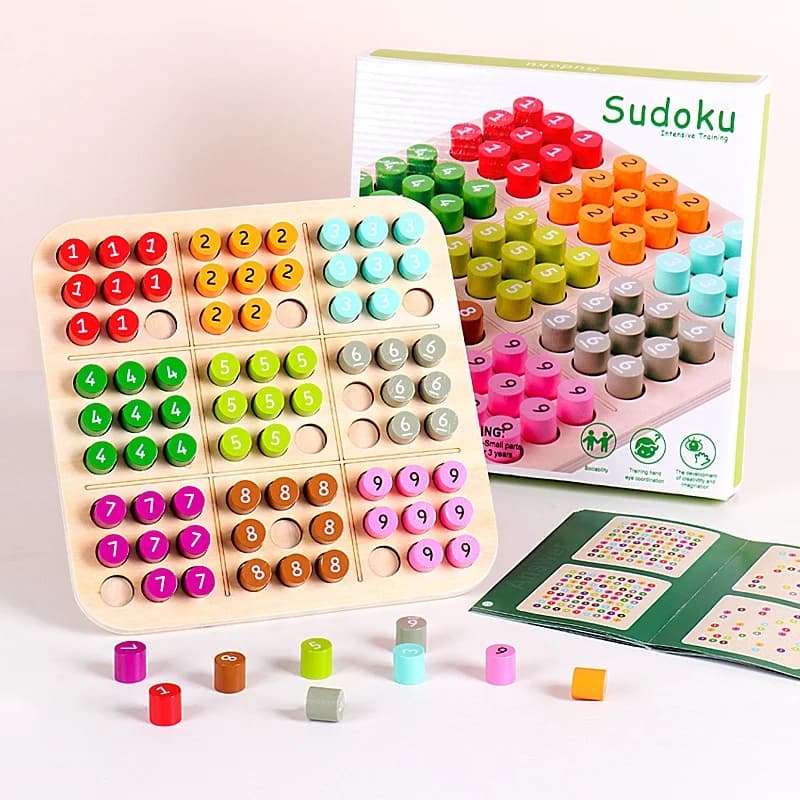 Giochi di Sudoku per bambini Giocattoli di scacchi Colore cognitivo Giochi da tavolo digitali Giochi di società Puzzle di Sudoku educativi Giocattoli di legno