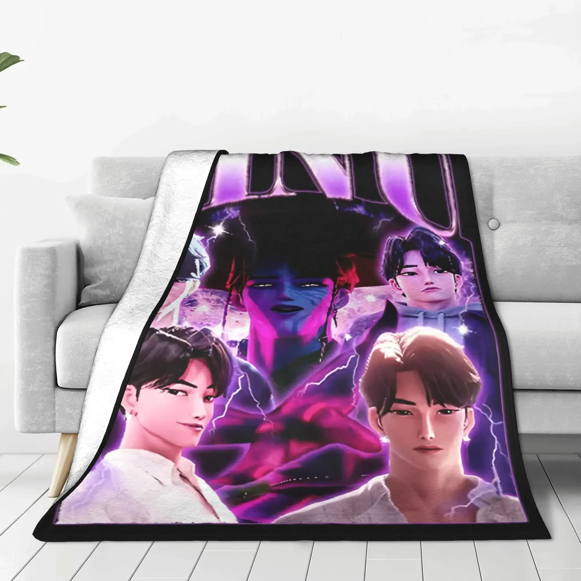 Saja Boys Kpop Demon Hunters Coperte in pile Autunno/Inverno Jinu Coperte super calde per biancheria da letto Trapunta sottile in peluche da viaggio
