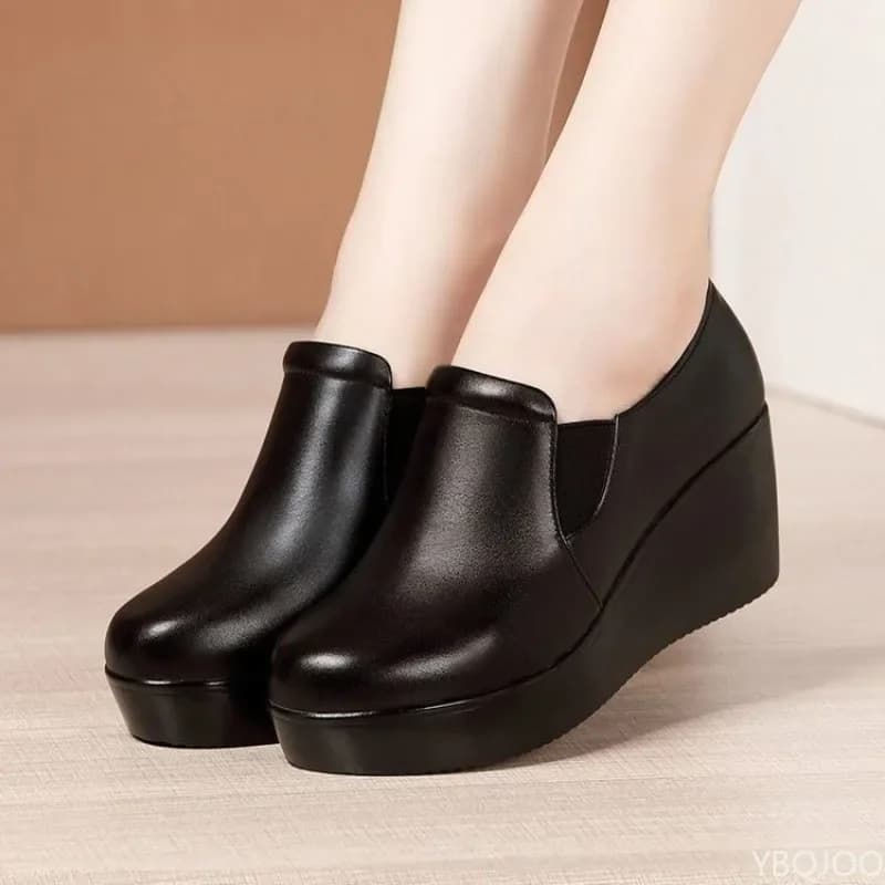 Piattaforma antiscivolo e impermeabile quattro stagioni Scarpe da donna comode e casual Tacco inclinato Tacco medio Scarpe singole da donna