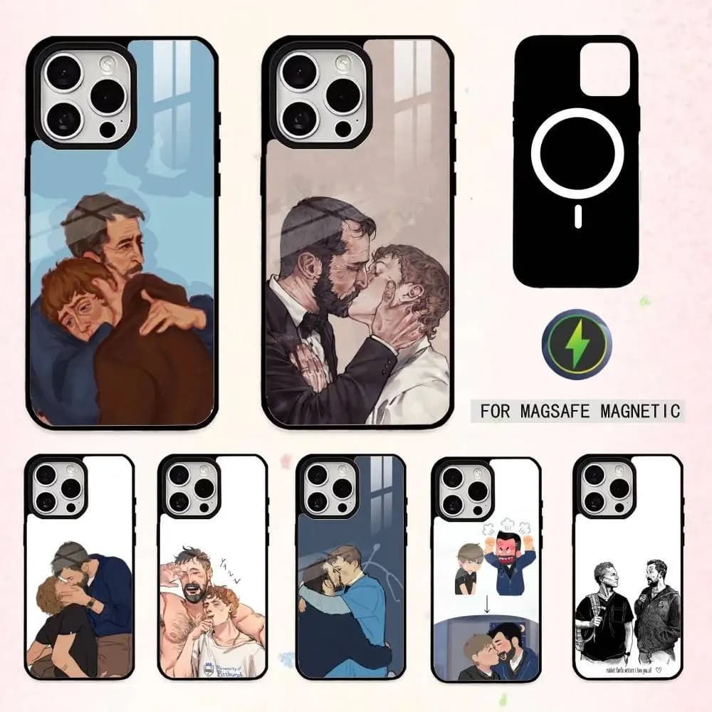 R-Robby x Whitaker Fanart - Cover per iPhone 17, 16, 15, 14, 13, 12, 11 Plus, Pro Max Magnetica per Ricarica Wireless MagSafe