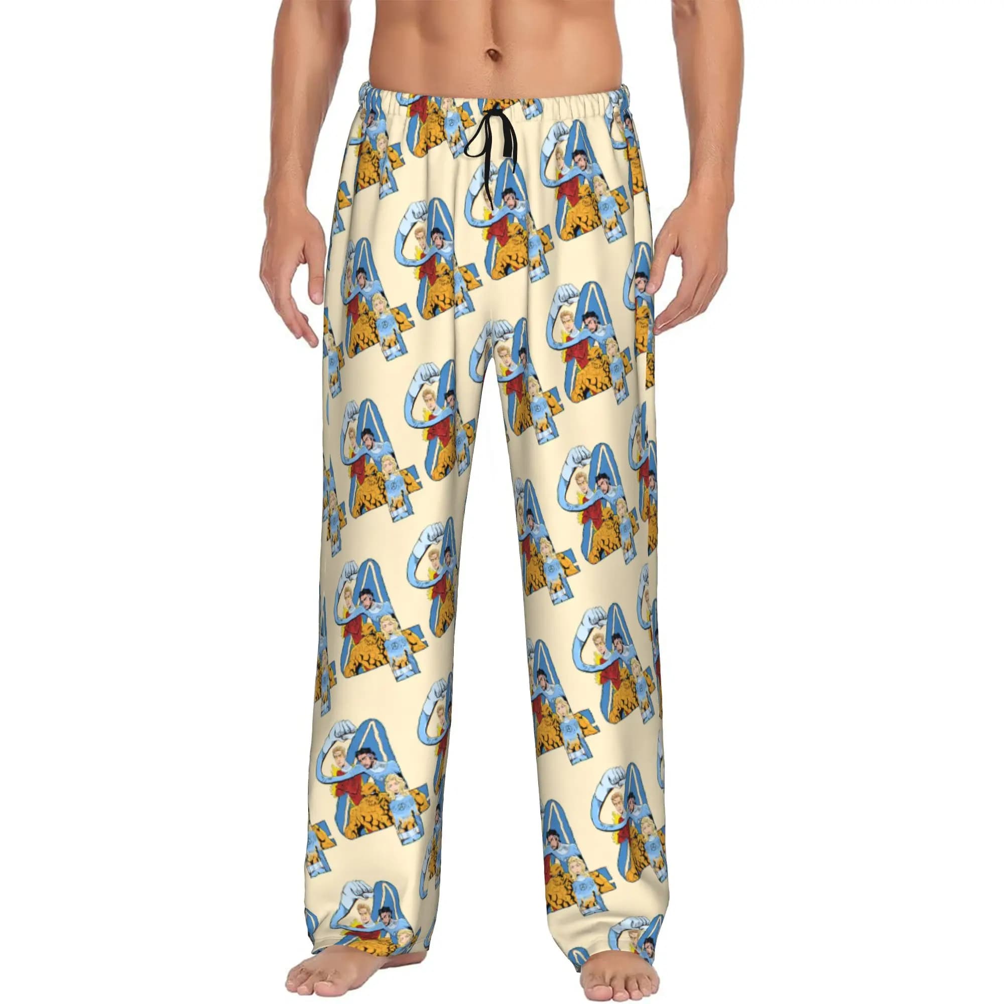 Pantaloni Pigiama Personalizzati F-Fantastic Four per Uomo, con Elastico in Vita e Tasche, per Dormire e Relax