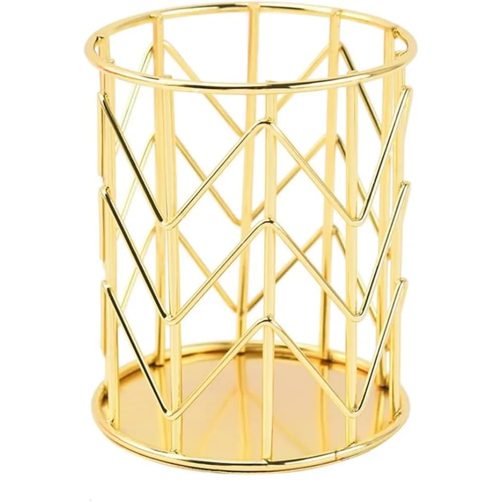 Portapenne in Rete Metallica Dorata, Porta Pennelli per Trucco, Organizzatore per Penne e Accessori per Scrivania, Ufficio, Casa, Scuola