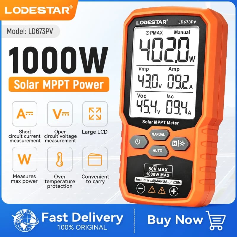 LODESTAR LD673PV Digital 1000W MPPT Photovoltaic Tester Solar Panel Maximum Power Open Circuit Voltage Measuring Test Equipment