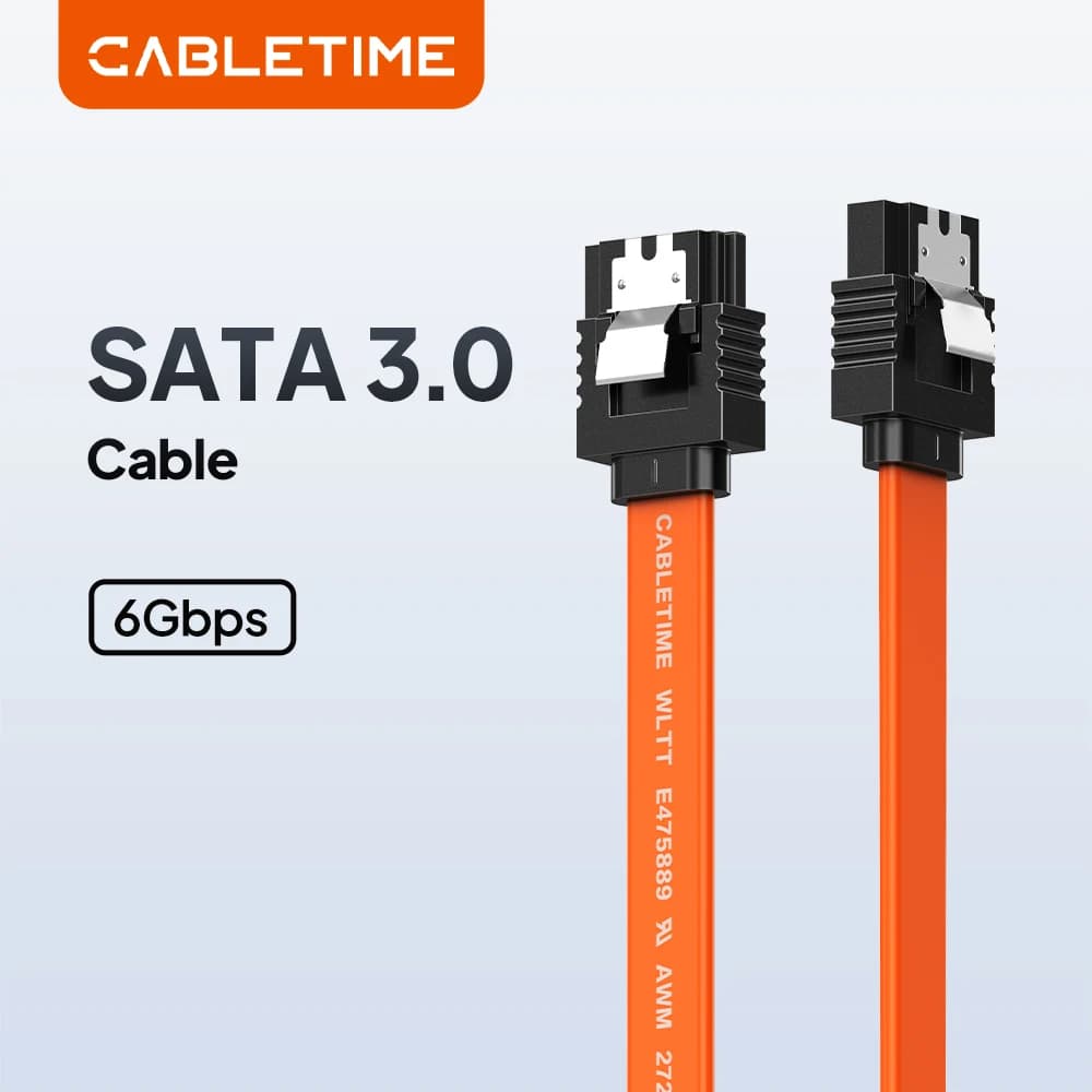 CABLETIME Cavo dati SATA 3.0 a SSD HDD Cavo per disco rigido Cavo di trasmissione veloce ad angolo retto Sata3 da 6 Gbps per desktop